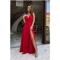 Kadın Askılı Omuzdan Bağlamalı Kruvaze Yakalı Uzun Yırtmaçlı Janjan Krep Elbise