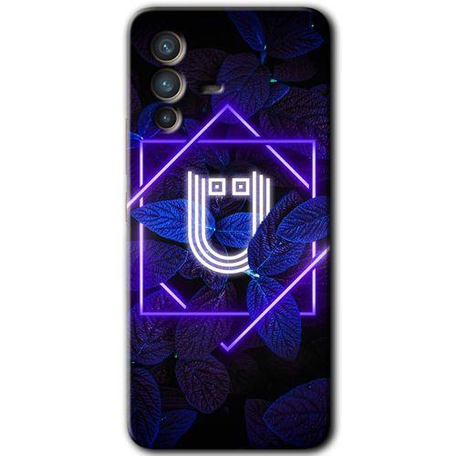 Potkal Hediye Fabrikası Vivo V23 5G Kılıf HD Desen Baskılı Arka Kapak - Dark Neon Yaprak Ü Harfi