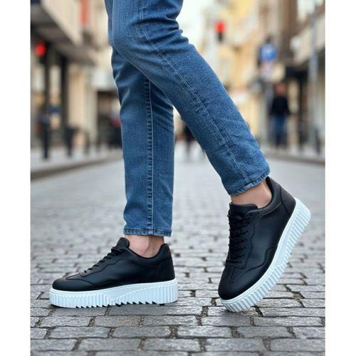 BA0802 BOA Siyah Renk Yüksek Taban Erkek Günlük Ayakkabı