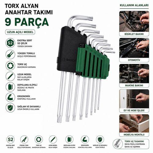 9 Parça Uzun Alyan Anahtar Takımı - Krom