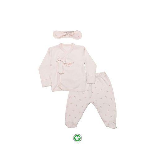 Bistyle Bistyle 3Lü Zıbın Takım Grow İn Love 13102 Pembe Ekru