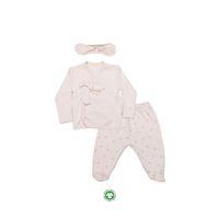 Bistyle Bistyle 3Lü Zıbın Takım Grow İn Love 13102 Pembe Ekru
