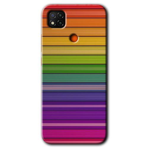 BeRa Aksesuar Xiaomi Redmi 9c Kılıf Baskılı Kapak - Colorful Lines +Tam Kaplayan Mat Seramik