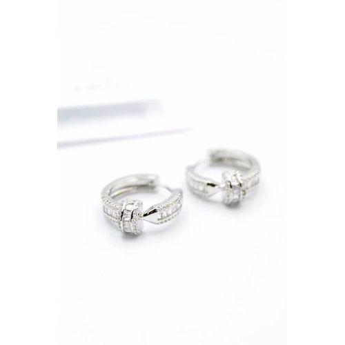 Taşlı Çivi Küpe - Gümüş