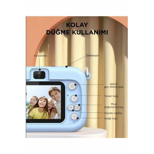 Mini 1080p Hd Çocuk Kamera Dijital Fotoğraf Makinesi 2.0 Inç Ekran 5 Adet Oyun Pembe