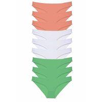 9 adet Süper Eko Set Likralı Kadın Slip Külot Pudra Beyaz Yeşil