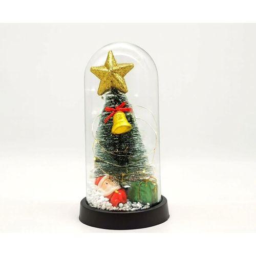 Yılbaşı Temalı Işıklı  Dekoratif Cam Fanus Alk5078