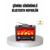 Solar Şarjlı Şömine Alev Efektli Bluetooth Hoparlör 7w Taşınabilir Ses Sistemi