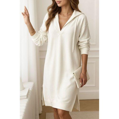 Kadın Uzun Kollu Kapüşonlu Yakası Açık Modal Elbise