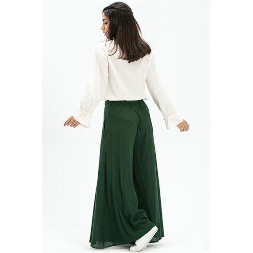 Şile Bezi Bol Paça Yazlık Pantolon Yeşil Ysl