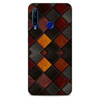 Huawei Y6P Kılıf Patchwork (1) Kılıfı Kahverengi Bordo