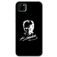 Huawei Y5P HD Baskılı Kılıf + 9D Tam Ekran Koruyucu - Atatürk Silüet İmza