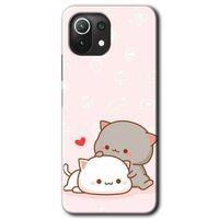 Xiaomi Mi 11 Lite Kılıf Baskılı Kapak - Kedi Aşkı + 5D Tam Kaplayan Cam
