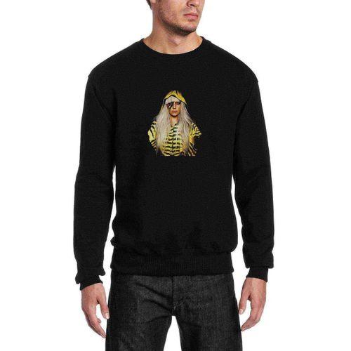 Lady GaGa Yellow Baskılı Siyah Erkek Sweatshirt