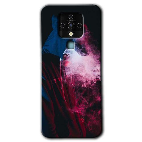 Tecno Camon 16 Kılıf HD Desen Baskılı Arka Kapak+Temperli Cam - Smoke-Man
