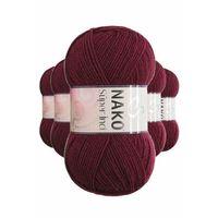 5 Adet Süper İnci El Örgü İpi 100 gr Bordo 999