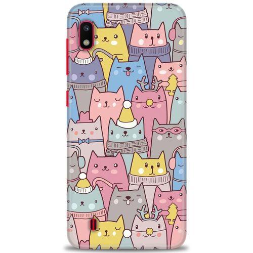 Samsung Galaxy A10 Kılıf HD Baskılı Kılıf - Kediler + Tam Ekran Koruyucu