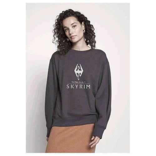 SKYRIM Baskılı Füme Antrasit Kadın Sweatshirt