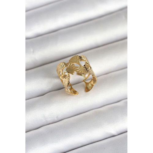 316L Çelik Gold Renk Yelpaze Model Kadın Yüzük