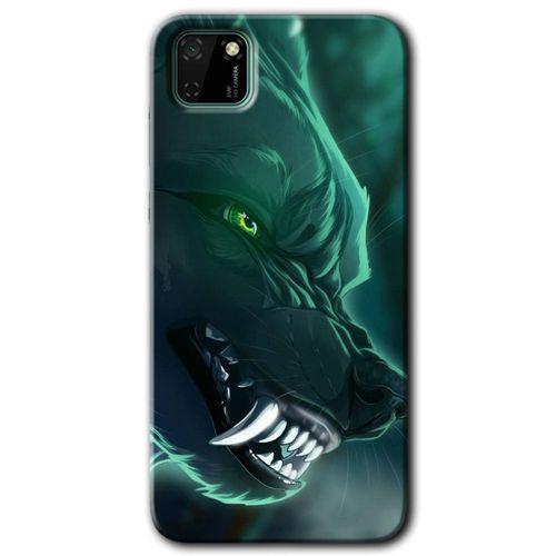 Potkal Hediye Fabrikası Huawei Y5P Kılıf HD Desen Baskılı Arka Kapak - Yeşil Kurt