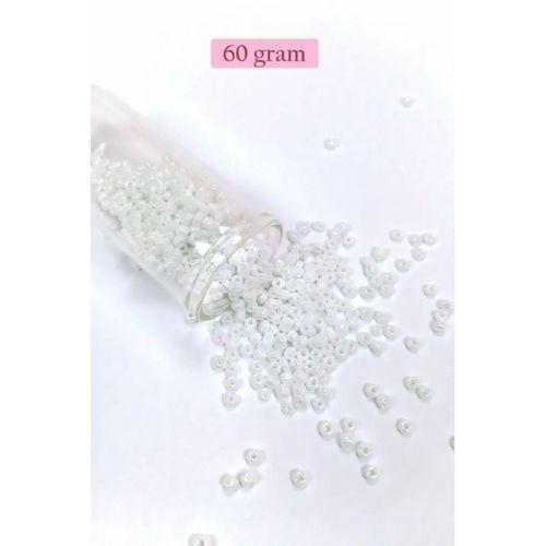 Dökme Cam Kum Boncuk (8/0) 3 mm - 60 Gram - İnci Beyaz - BNC186