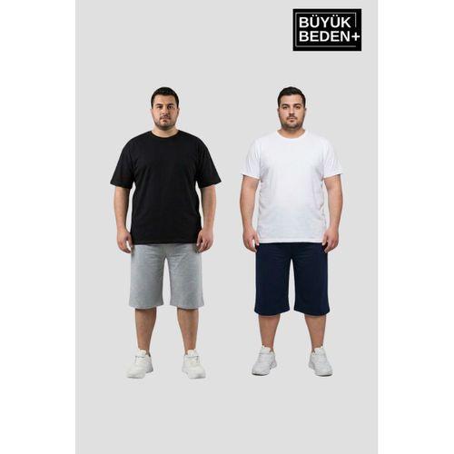 Büyük Beden Erkek 2’li Kapri Şort Rahat Kalıp Seti 3XL-6XL  SPR26BSR591+2