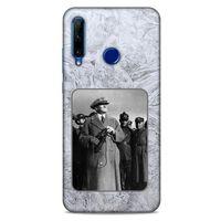 Huawei Honor 20 Lite Kılıf Atatürk (33) Hybrid Kılıf Beyaz Tüyler