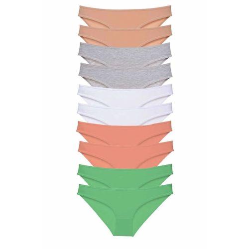 10 adet Süper Eko Set Likralı Kadın Slip Külot Ten Gri Beyaz Pudra Yeşil