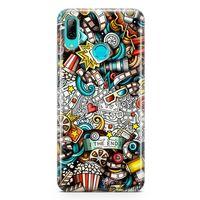 Huawei P Smart 2019 Kılıf Sinema Doodle Arka Kapak Koruma Desenli Full Koruyucu
