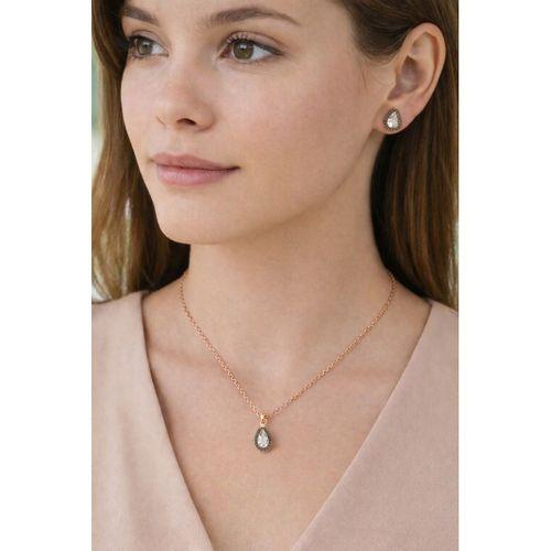 Gümüş Elmas Montür Set Baget Kadın Gümüş Kolye Küpe Set