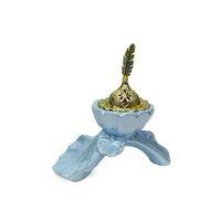 Buhurdanlık Seramik Yaprak Ve Çiçek Altın Kapak Dekorlu