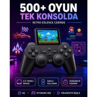 Çocuklar Ve Yetişkinler İçin Uygun 500 Oyunlu Taşınabilir Mini Retro El Konsolu