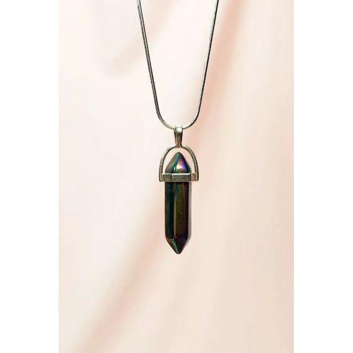 Hematit Doğal Taşı Zincirli El Yapımı Tasarımlı Kolye Uç: 3,5 cm Zincir: 20 cm Kutulu