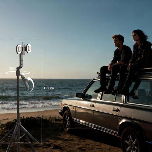 Lenyes LPH119 Yapay Zeka Destekli Dolgu Işıklı Kumandalı 360 Derece Dönebilen Selfie Çubuğu ve Tripod