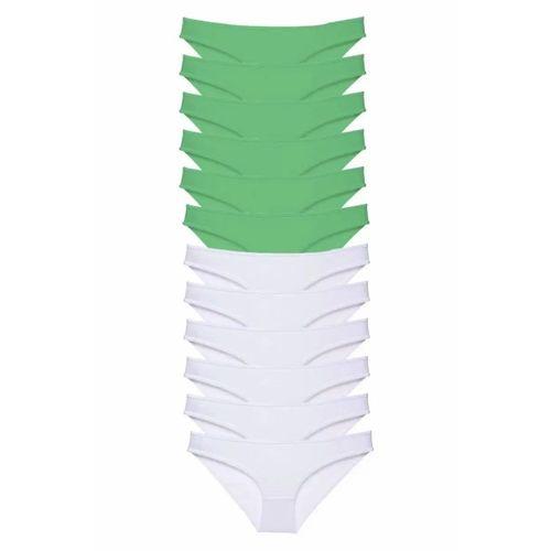 12 adet Eko Set Likralı Kadın Slip Külot Yeşil Beyaz