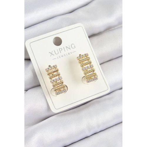 Xuping Zirkon Taşlı Dikdörtgen Model Gold Renk Kadın Küpe
