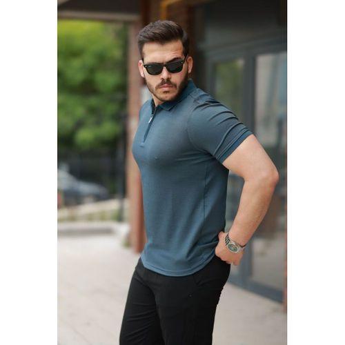 Erkek Fermuarlı Yaka Kısa Kollu Tişört