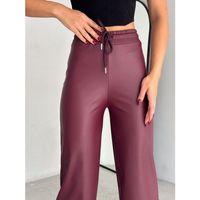 Yüksek Bel Geniş Paça Içi şardonlu Deri Pantolon.