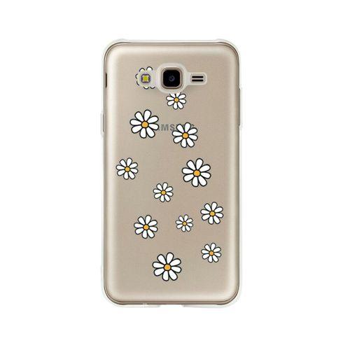 Samsung J7 Papatya Şelalesi Desenli Premium Şeffaf Silikon Kılıf