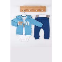 Love Bear Nakışlı % 100 Pamuk Hırkalı 3'lü Erkek Takım