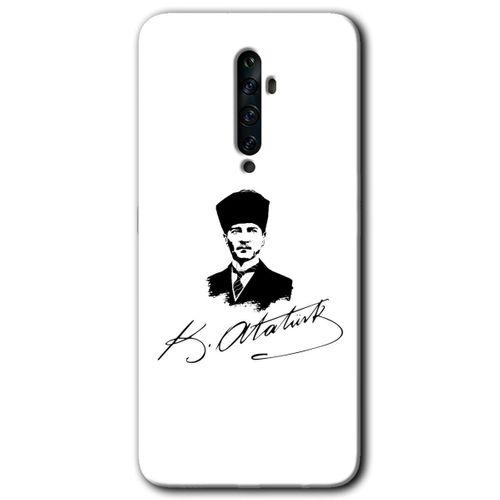 Potkal Hediye Fabrikası Oppo Reno 2z Kılıf HD Desen Baskılı Arka Kapak - Kemal Atatürk İmza