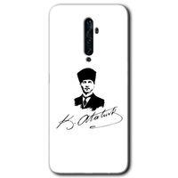 Potkal Hediye Fabrikası Oppo Reno 2z Kılıf HD Desen Baskılı Arka Kapak - Kemal Atatürk İmza