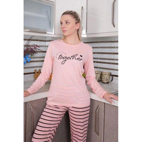 Kadın Penye Uzun Kol Pijama Takım Pembe