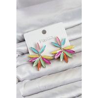 Karışık Renk Kristal Taşlı Lotus Model Kadın Küpe