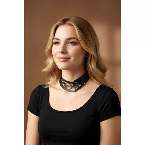 Lazer Kesim 2 parça Şık Deri Choker, Deri Kolye