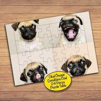 Pug Dog Sevimli Köpek 24 Parça Çocuklara Özel Yapboz Tablo-64792