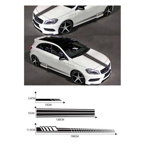 Oto Sticker Set Kaput-marşpiyel-sport 5 Parça Siyah 15*2,5 - 21*90 - 10*190 Cm