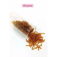 Uzun Boru Kesme Boncuk Çap 2mm Uzunluk 10 mm - 60 Gram - Şeffaf Gold - BNC293