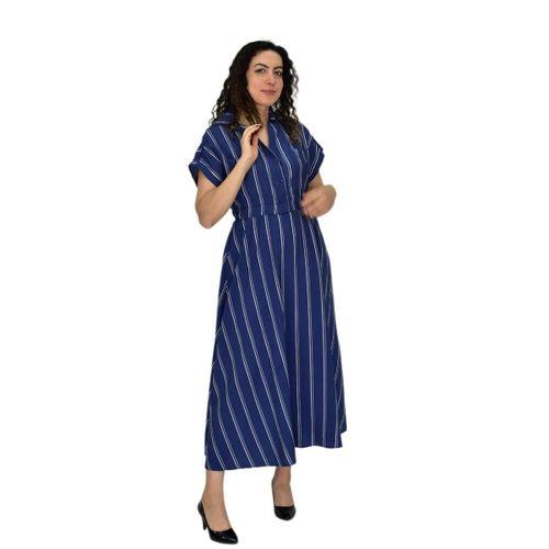 Kadın Beli Lastikli Çizgili Elbise BGL-ST04638