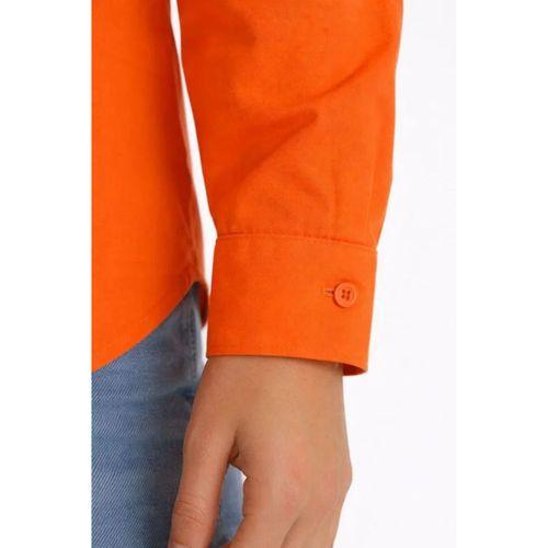 Uzun Kollu Gömlek Düğmeli Klasik Yaka Günlük Ve Ofis Şıklığına Uygun - Turuncu